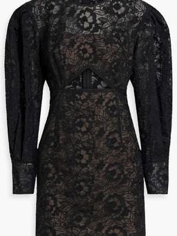 Cutout cotton-blend guipure lace mini dress