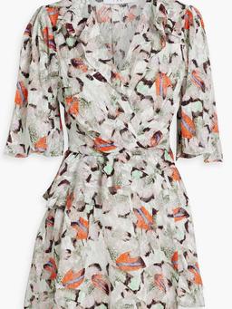 Carlina wrap-effect ruffled silk and cotton-blend mini dress