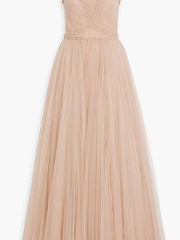 Pleated tulle gown