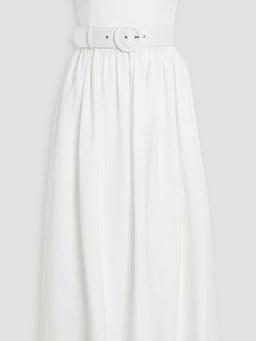 Amparo strapless belted linen-blend midi dress