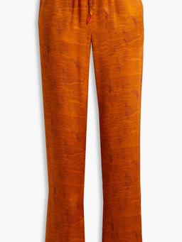 Paige printed silk-satin straight-leg pants