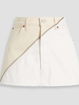 Gemini zip-detailed two-tone denim mini skirt