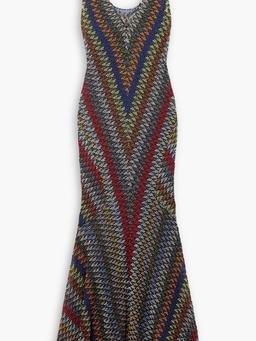 Metallic crochet-knit maxi dress