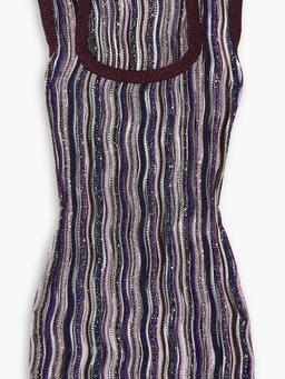 Sequin-embellished crochet-knit mini dress