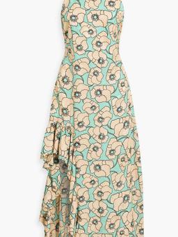 Gerbera Botanico Celeste ruffled floral-print jacquard maxi dress