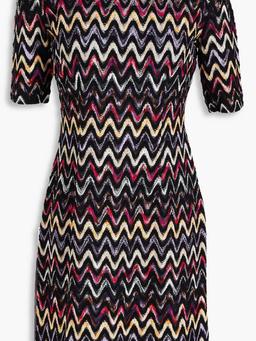 Crochet-knit wool-blend mini dress