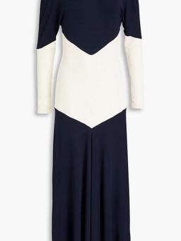Two-tone ribbed jersey midi dress