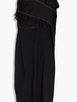 Ruffled satin-crepe and georgette skirt