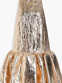 Crinkled metallic woven mini dress