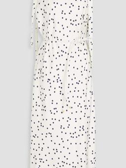 Polka-dot satin midi dress