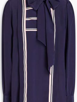 Pussy-bow silk-satin blouse