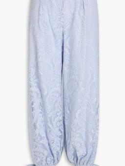 Cotton-blend corded lace tapered pants