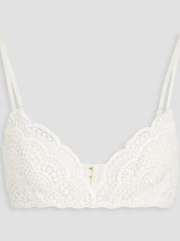 Linen and silk-blend crocheted lace bra top