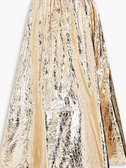 Crinkled metallic vinyl maxi skirt