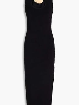 Ella cutout embellished ribbed-knit midi dress