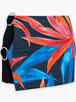 Ring-embellished floral-print stretch-jersey mini skirt