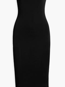 Strapless stretch-mesh midi dress