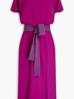 Belted crepe midi dress