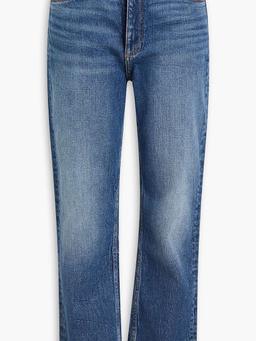 Cropped high-rise straight-leg jeans