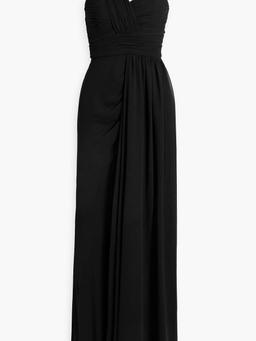 One-shoulder draped chiffon gown