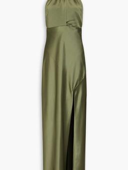 Edyth open-back satin halterneck gown