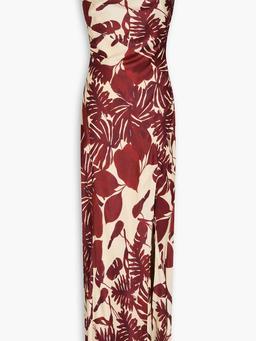 Ariel draped printed satin gown