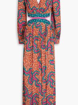 Jenifer cutout printed mousseline maxi dress