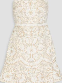 Agata strapless embroidered cotton-blend gaberdine mini dress