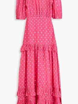 Shireen ruffled polka-dot metallic fil coupé maxi dress