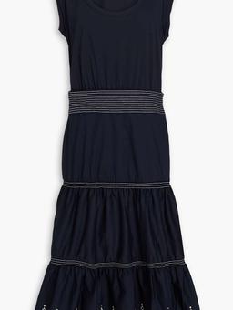Amaia jersey-paneled cotton-poplin midi dress