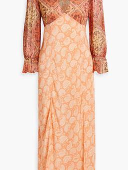 Aoife paisley-print fil coupé chiffon and satin-crepe midi dress