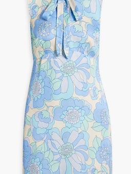Nico pussy-bow floral-print satin mini dress
