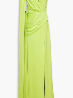 Draped pleated satin gown