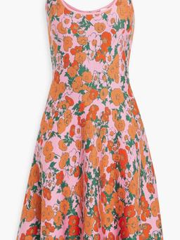 Jacquard-knit silk-blend mini dress