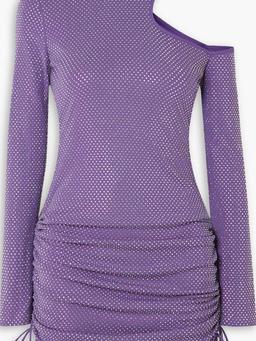 Cutout crystal-embellished stretch-jersey mini dress