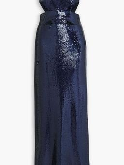 Ava strapless cutout sequined satin gown