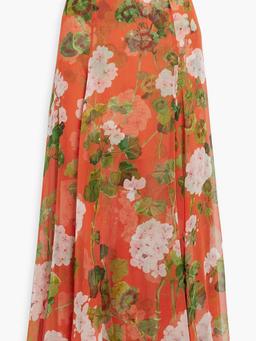 Floral-print silk-chiffon maxi skirt