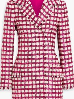 Metallic checked wool-blend tweed mini dress