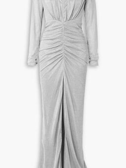 Tatjana ruched metallic knitted maxi dress