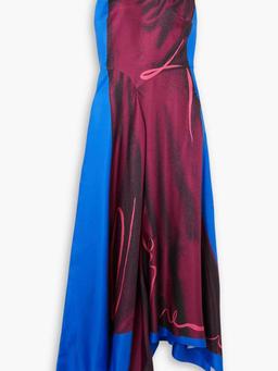 Lette asymmetric printed silk-twill maxi dress
