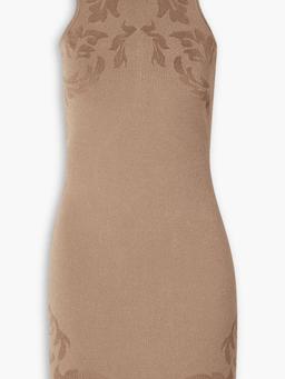 Cutout floral jacquard-knit mini dress