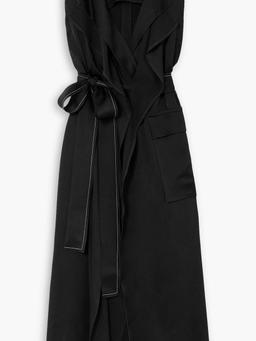 Trench belted cutout satin-crepe midi wrap dress