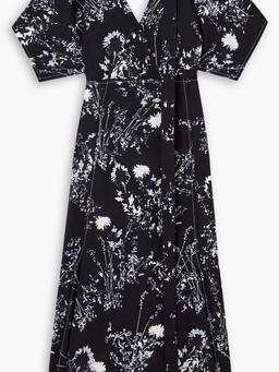 Floral-print crepon midi dress