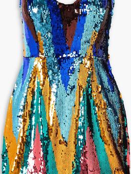 Strapless sequined tulle mini dress