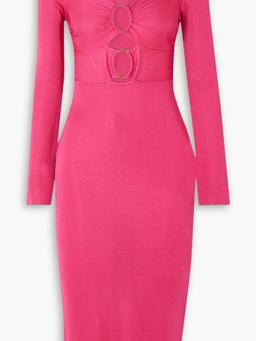 Cutout embellished stretch-knit midi dress