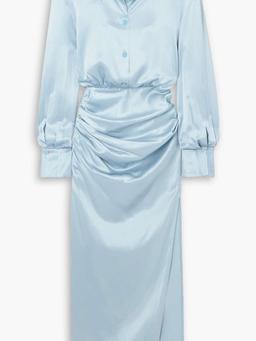 Draped silk-satin maxi dress