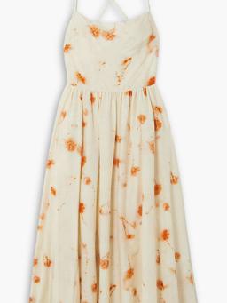 Open-back floral-print cotton and silk-blend midi dress