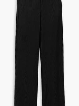 Clover appliquéd satin-trimmed moire wide-leg pants
