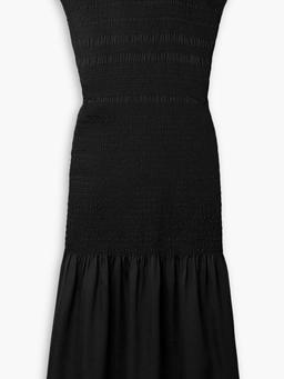 Shirred crepe midi dress