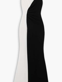 Asymmetric two-tone crepe gown